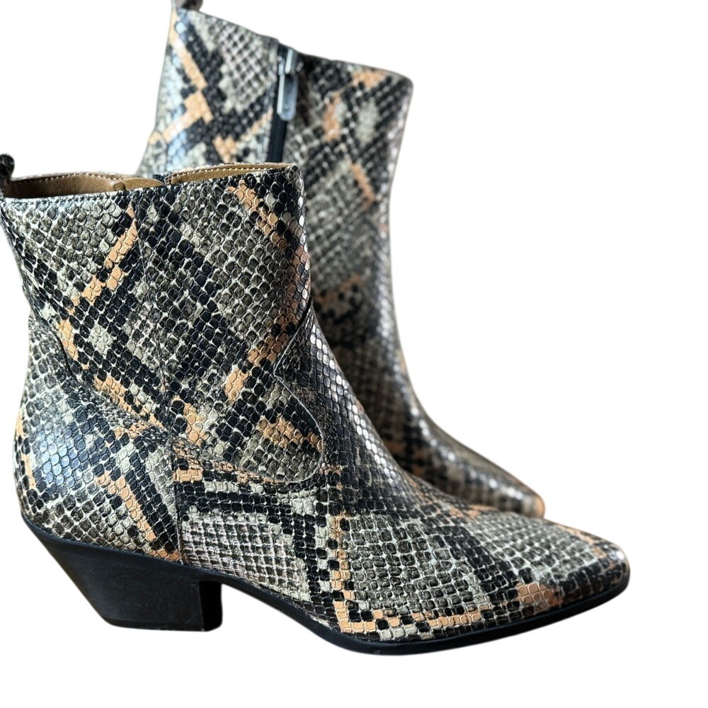 Circus by Sam Edelman Ankle Boots Womens 7.5 Tan Snakeskin Excellent Pointed Toe